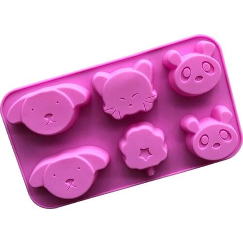 6-Piece Cartoon Elephant Panda Series Silicone Cake Mold Baking Utensils XG241