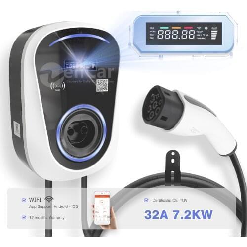 7kw 32A 1 Phase EVSE Car Charger Wallbox Electric Vehicle Charging Station Type 2 Ev Cable 5m IEC 62196-2 With WIFI for Audi BMW