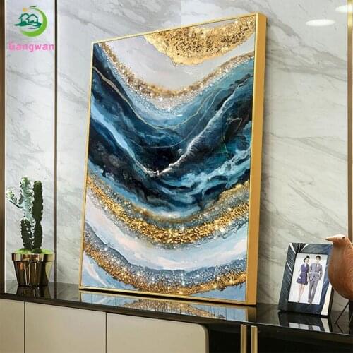 DIY Diamond Painting Abstract art, golden blue texture Diamond Mosaic Full Drill Square Embroidery Cross Stitch Handmade Hobby