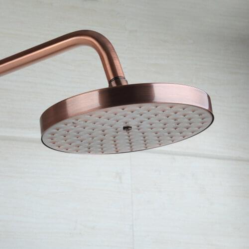Antique Red Copper Brass Round Showerhead Bath Rainfall Shower Head Wall Mounted Shower Arm Extension Pipe