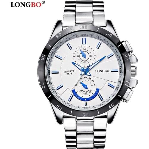 2019 Fashion Longbo Top Brand Full Stainless Steel Quartz Men Business Dress Wrist Watch Mens Military Sports Relogio Masculino