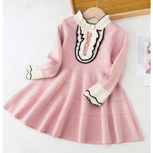 LZH 2021 Princess Dress For Girls Autumn Winter Childrens Clothing Sweet Kids Clothes Girls Costume Knitting Baby Girls Dresses