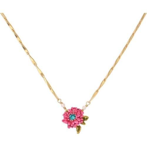 European and American Fashion Temperament Magical Plant Series Colorful Daisy Flower Necklace Green Leaf Clavicle Chain Bracelet