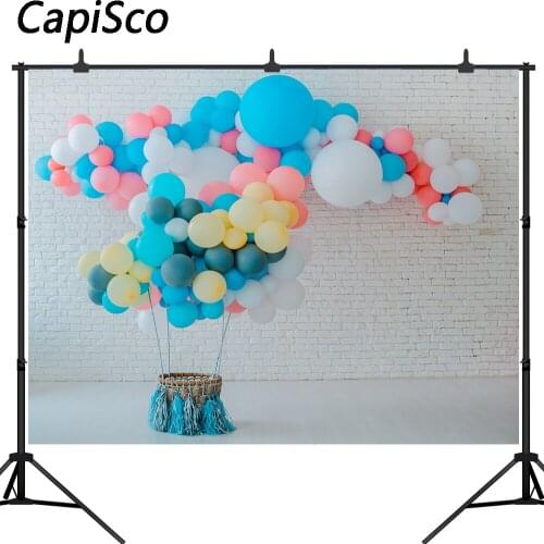 Capisco Baby shower Birthday party Balloons Brick Wall Photo Backgrounds Customized Photographic Backdrops For Photo Studio