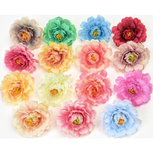 10pcs silk artificial flower 5.5cm core rose head wedding home Christmas decoration DIY wreath scrapbook gift box fake flower