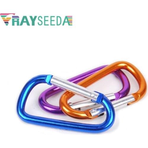 10pcs A Lot Climbing Carabiner D Shape 5# Aluminium Outdoor Camping Carabiners Keychain Hanging Hook Snap Clip For Bags