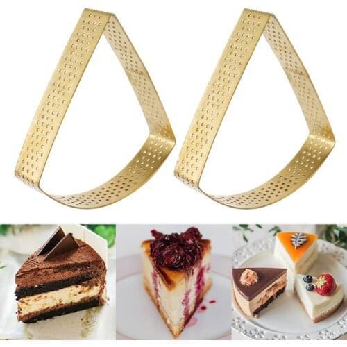 Fan Shaped Tart Ring,Triple-Cornered Perforated Tart Ring Quiche Cake Ring Mold Tart Pan Pie Tart Ring with Hole