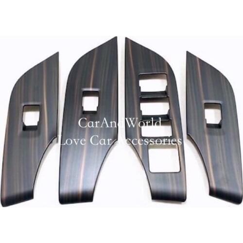 Car Door Armrest Panel Cover Interior Window Glass Lift Switch Button Trims For Toyota RAV4 LHD 2019 2020 ABS Chrome Accessories