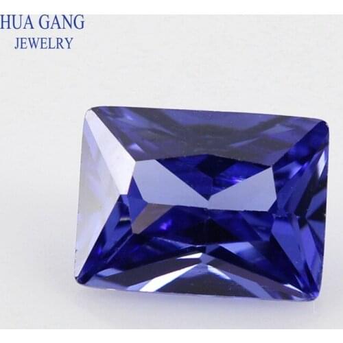 5A Tanzan Blue Rectangle Shape Cut CZ Stone Synthetic Gems Cubic Zirconia For Jewelry Size 2x4~10x14mm Free Shipping
