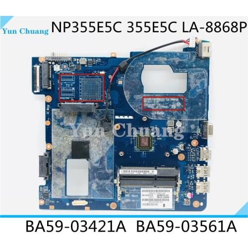 LA-8868P For Samsung NP355E5C 355E5C Laptop Motherboard DDR3 with Processor onboard VBLE4 VBLE5 LA-8868P BA59-03561A BA59-03421A