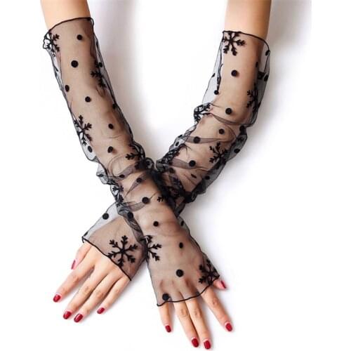 Fashion Woman Ice Silk Lace Gloves Arm Cover Outdoor Sunscreen Sleeve Bride Wedding Glove Sexy Girls Dancing Party Leg Covers