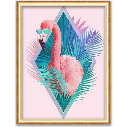 Animal Bird Flamingo DIY Embroidery Cross Stitch 11CT Kits Needlework Craft Set Printed Canvas Cotton Thread Home Decoration New