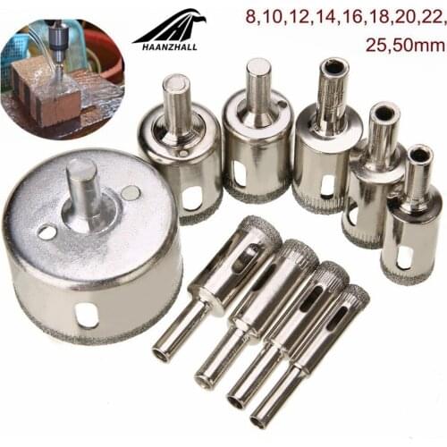 High Quality 10pcs Diamond Coated Hole Saw Drill Bit Set Cutter 8-50mm For Tile Ceramic Marble Glass