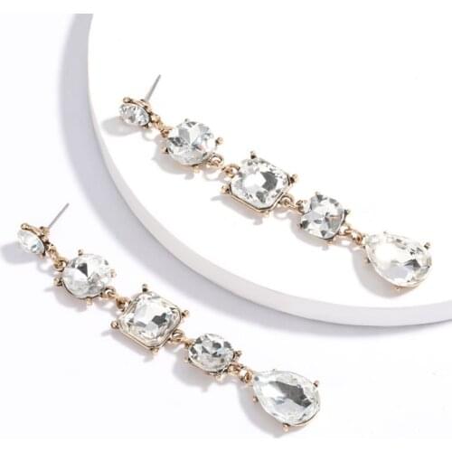2021 New Cool Colorful Full Rhinestone Drop Earrings for Women Oversize Crystal Dangle Earrings Fashion Jewelry Accessories