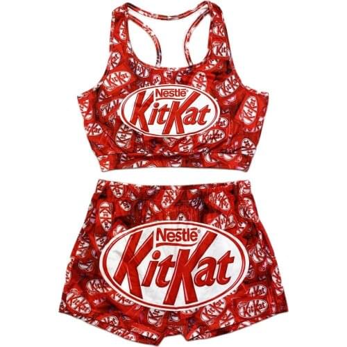 New Two Piece Set Women Summer Fitness Suit Beach Cheerleaders Sports Vest High Waist Shorts Candy Womens Shorts Sets