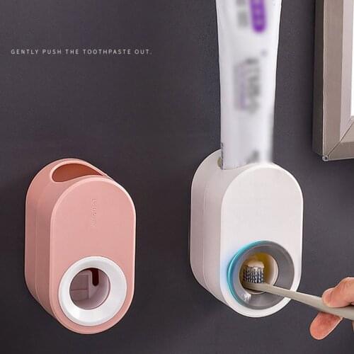New Fully Automatic Toothpaste Dispenser Hole Punched Toothbrush Toothpaste Storage Shelf Wall Hangers Bathroom Accessories