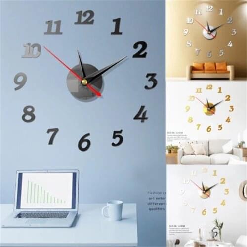 One Set DIY Creative Digital Acrylic Wall Clock Frameless Mirror Stickers Modern Art Decal Home Decor Modern Decor 40cm
