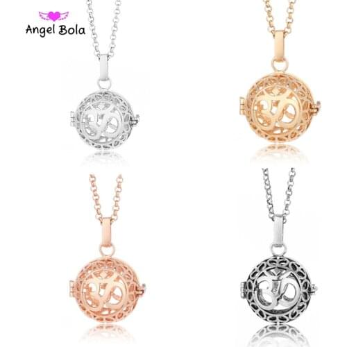 Essential Oil Necklaces 3D Design Angel Bola Sound Ball Cage for Women Long Stainless Steel Chain DIY Diffuser Jewelry NL033