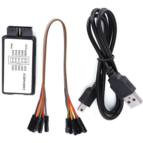 LA1002 Mini Portable USB 5MHz 24M 8 Channel Logic Analyzer Device Set with Cables
