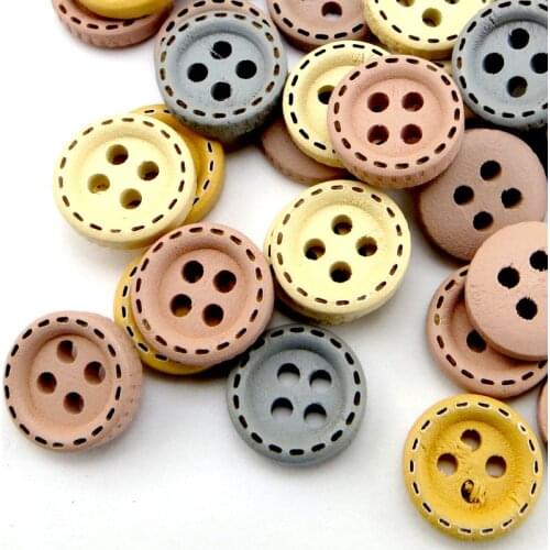 50PCS Wood Carving Dot Shirt Buttons Flower 13MM Sewing Clothes Coat Accessory Garment Decoration Sweater Button MCB-1019