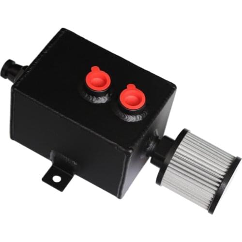 Brand New Baffled Custom Oil Catch Can Reservoir Breather Tank w/ Filter 2L Black