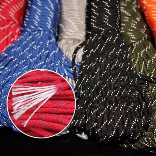 31m 9 Strand Reflective Paracord Parachute Tent Wind Rope Fixed Rope Fishing Line Clothesline Multipurpose Rope 7 Colors