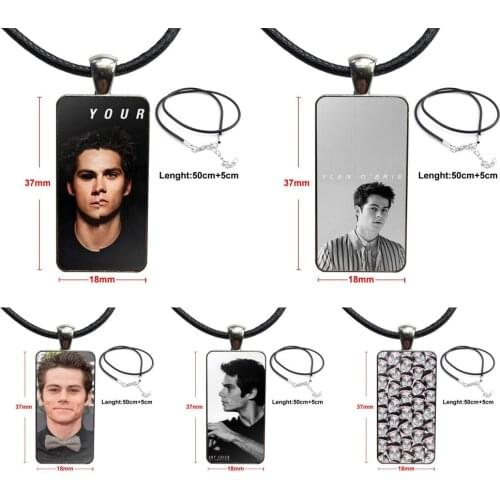 Tv Teen Wolf Dylan O Brien Fashion Glass Cabochon Pendant Rectangle Necklace Choker Necklace Jewelry For Women Kids