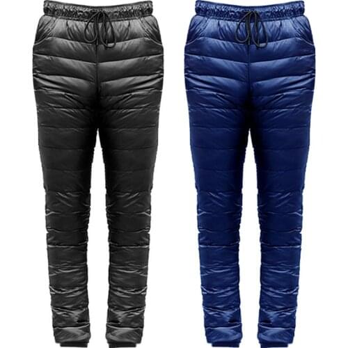 Thickened Windproof White Goose Down Pants Skiing Trekking Waterproof Winter Warm Breathable Ultra-light Trousers for Women Men