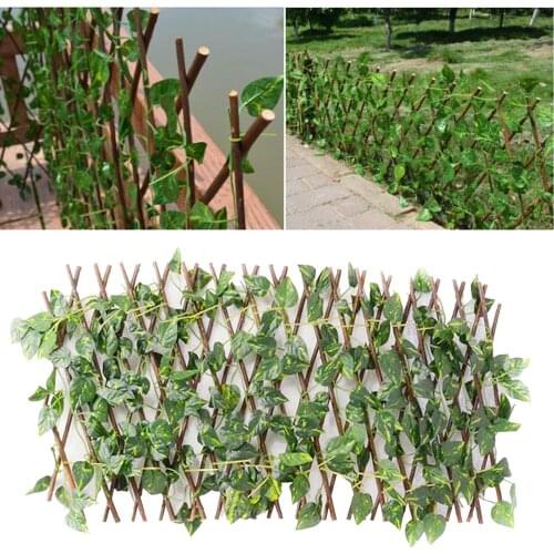 Retractable Garden Fence Trellis Privacy Screen with Artificial Plant Outdoor Indoor Decor