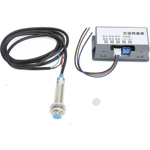 LED Digital Display Speed Meter High Accuracy 4 Digits Reading Tach Hour RPM Meter AC Tachometer Speedometer With Hall Sensor