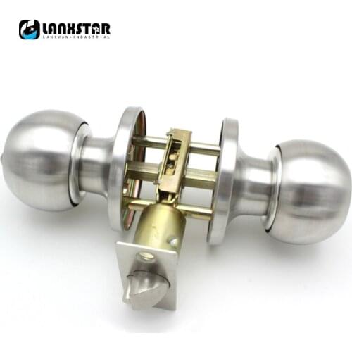 Factory Offer Stainless Steel Classic Locker Satin Nickel Color Security Door Lock Ball Style Handles Privacy Keyless Knob Locks
