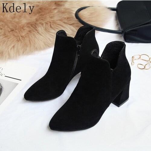 2020 Winter Woman Boots Women Shoes Ladies Nubuck Leather Thick Fur Ankle Boots Women High Heel Platform Rubber Shoes Snow Boots