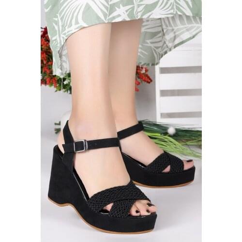 Woggo Pnt 439020 Suede 10 Cm Wedges Female Sandals Shoes