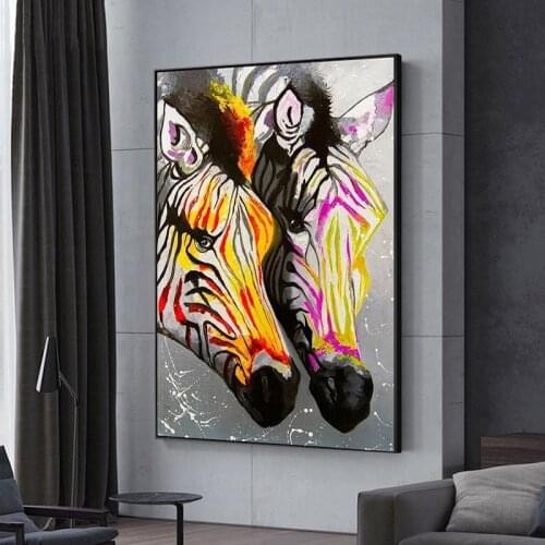 Animal Zebra Graffiti Art Posters and Prints Canvas Painting Wall Art Pictures for Living Room Cuadros Horse Home Decoration