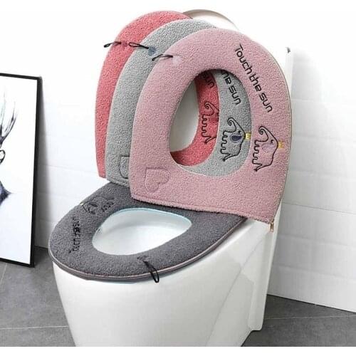 Winter Plush Soft Toilet Seat Pad Cover Small Toilet Seat Cushion Household Bathroom Products Closestool Cover