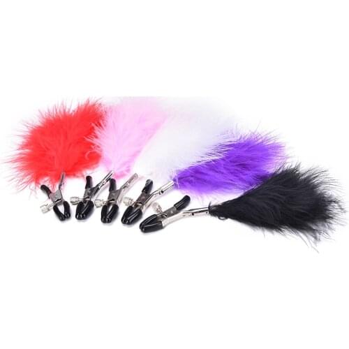 1Pair Exotic Accessories Steel Breast Clip Shaking Stimulate Sexy Papilla Clip Female Breast Clips Feather Breast Nipple Clamp