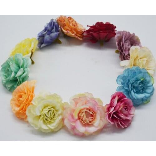 10pcs Peony Artificial Flowers DIY Silk Flower heads for wedding table knife fork napkin Home Party Craft Hair clip Decoration