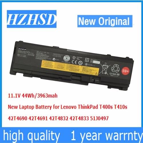 11.1V 44Wh Original New T400s Laptop Battery for Lenovo ThinkPad T410s 42T4690 42T4691 42T4832 42T4833 51J0497