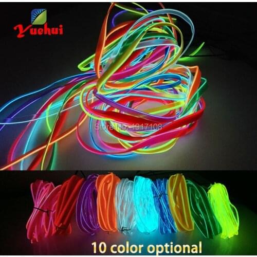 2021DC-3V 2.3mm-skirt 4Meter 10 Color Available Flexible EL Wire rope tube Neon Glowing Light For Car Birthday Party Decoration