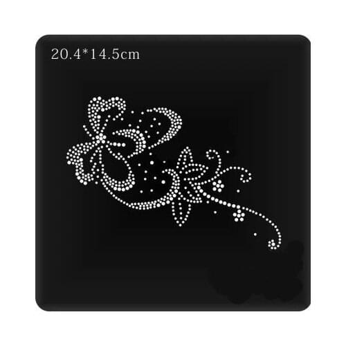 2pcs/lot Flower rhinestones fix iron on crystal transfers design rhinestone hot fix transfers designs patches