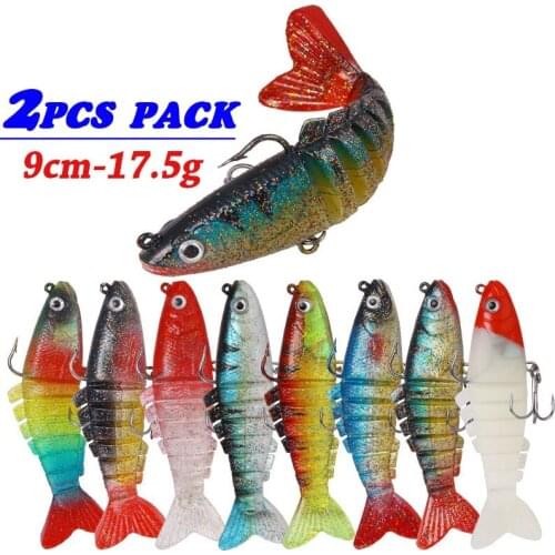 2PCS Silicone Segment Fish Fishing Lures Artificial Soft Fish Lure Sinking Bait Swimbait Fishing Tackle