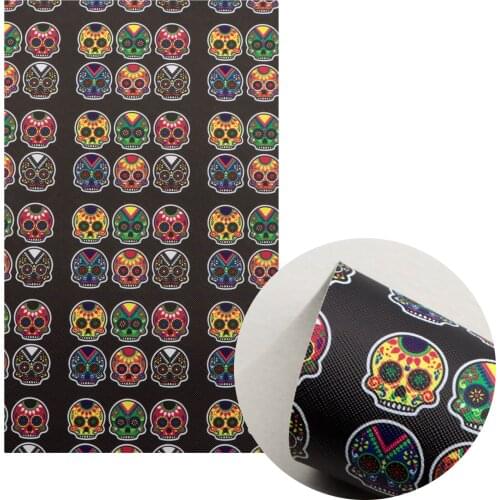 20*33cm Skull Halloween Ordinary Faux Synthetic Leather Fabric For Bows Leather Crafts DIY Handmade Material,1Yc17077