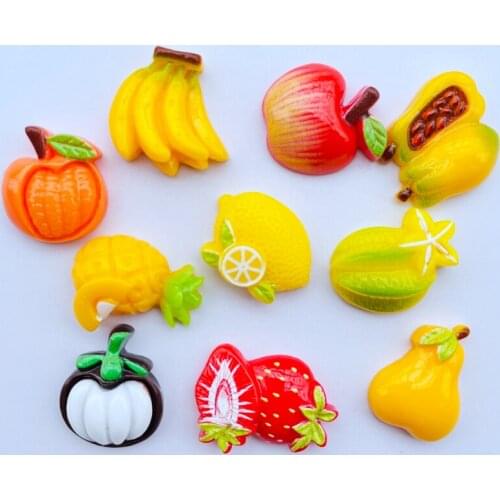 20 Pieces Of New Resin Cute Cartoon Fruit Series Flat Back Scrapbook DIY Embellishment Mobile Phone Shell Accessories 056