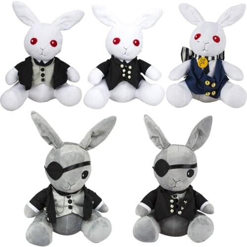 25cm Black Butler Anime Sebastian Michaelis Ciel Phantomhive Anime Rabbit Plush Soft Stuffed Kawaii Cartoon Toys Kids Gift
