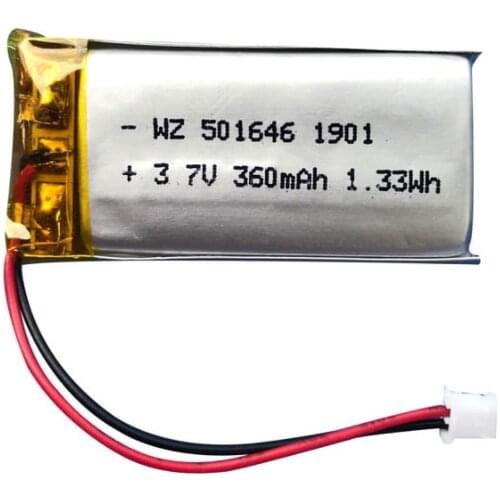 3.7V polymer lithium battery 501646-360mha Bluetooth series smart wearable LED mobile digital battery