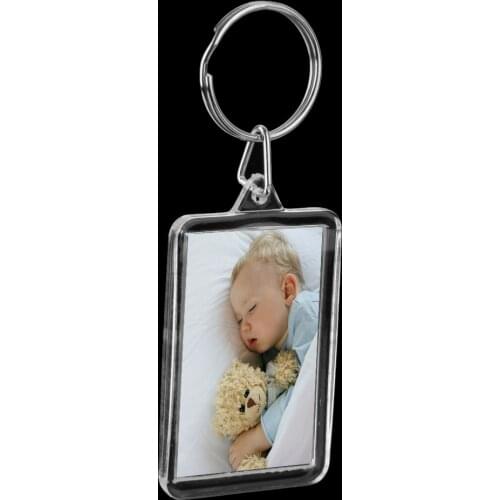 30Pcs Acrylic Rectangle Transparent Keychain Blank Insert Photo Frame