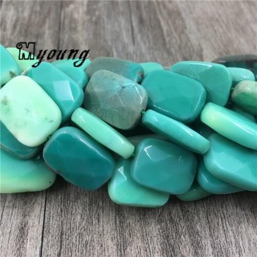 15.5" Faceted Rectangle Green Grass Agates Beads, Natural Gem Stone Slice Spacer Beads, Fashion Jewelry Making Beads, MY1615