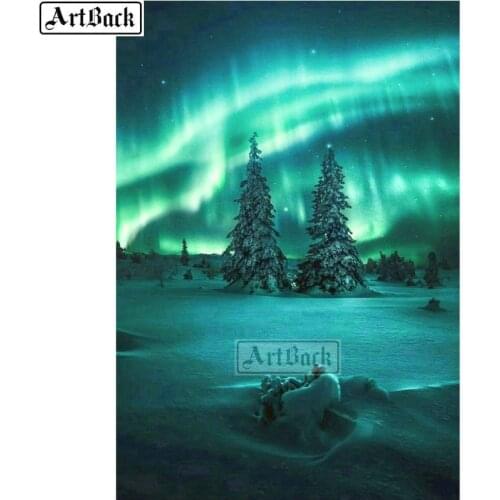 5d diamond painting northern lights scenery cross stitch full square diamond mosaic tree new 3d diamond embroidery sticker