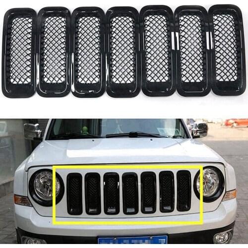 7PCS Front Grill Cover Mesh Grille Insert Kit for 2011-2016 Jeep Patriot