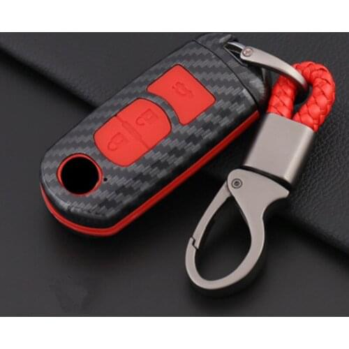 ABS Carbon Fiber Remote Smart Pattern Car Key Case Bag Cover for Mazda 3/5/6/CX3/CX5 Key holder case